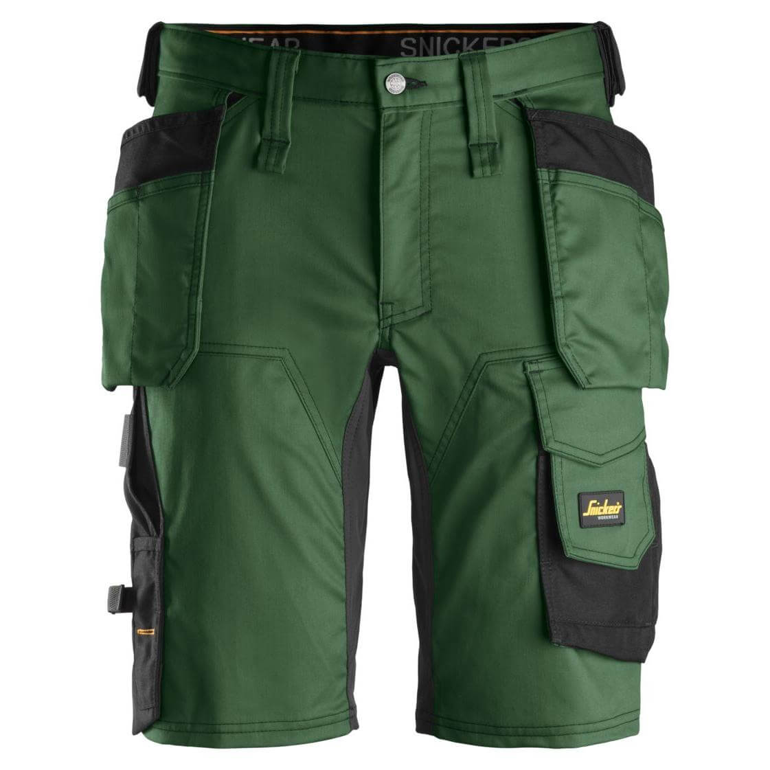 Snickers 6141 AllroundWork Slim Fit Stretch Shorts with Holster Pockets Forest Green Black Main #colour_forest-green-black
