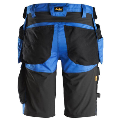Snickers 6141 AllroundWork Slim Fit Stretch Shorts with Holster Pockets True Blue Black back #colour_true-blue-black