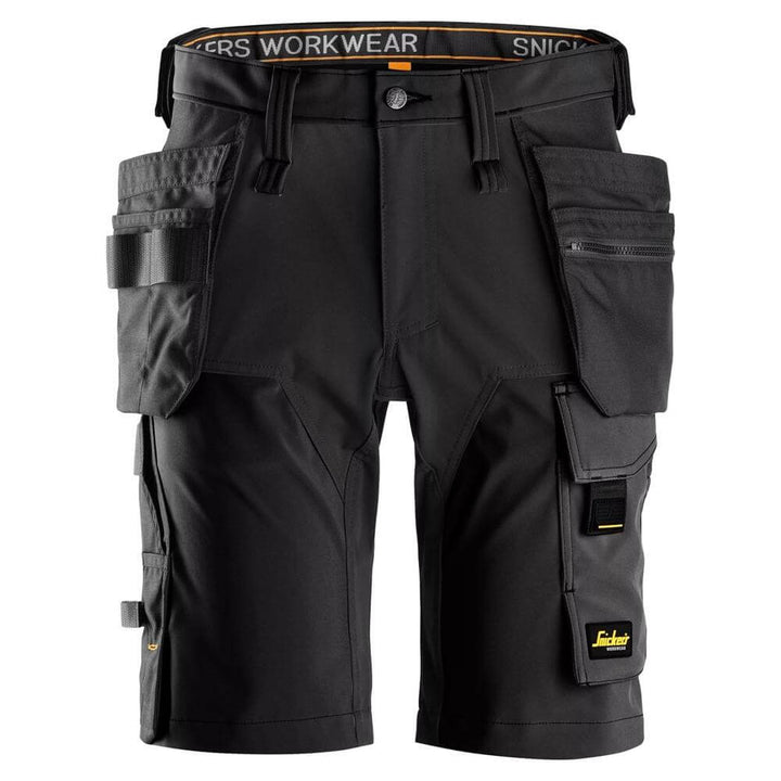 Snickers 6175 AllroundWork 4 Way Stretch Shorts Holster Pockets Black Black Main #colour_black-black