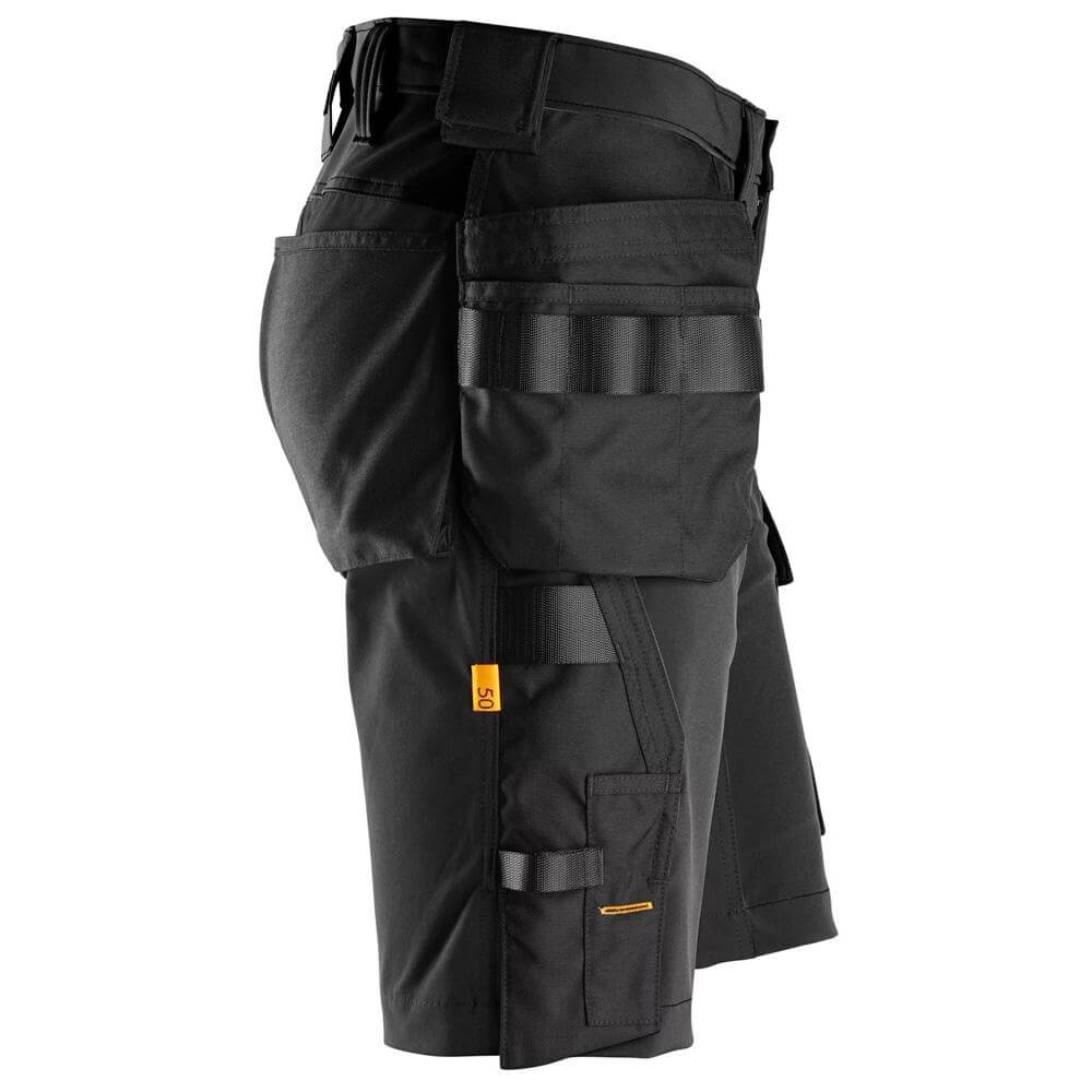 Snickers 6175 AllroundWork 4 Way Stretch Shorts Holster Pockets Black Black right #colour_black-black