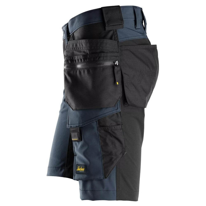 Snickers 6175 AllroundWork 4 Way Stretch Shorts Holster Pockets Navy Black left #colour_navy-black