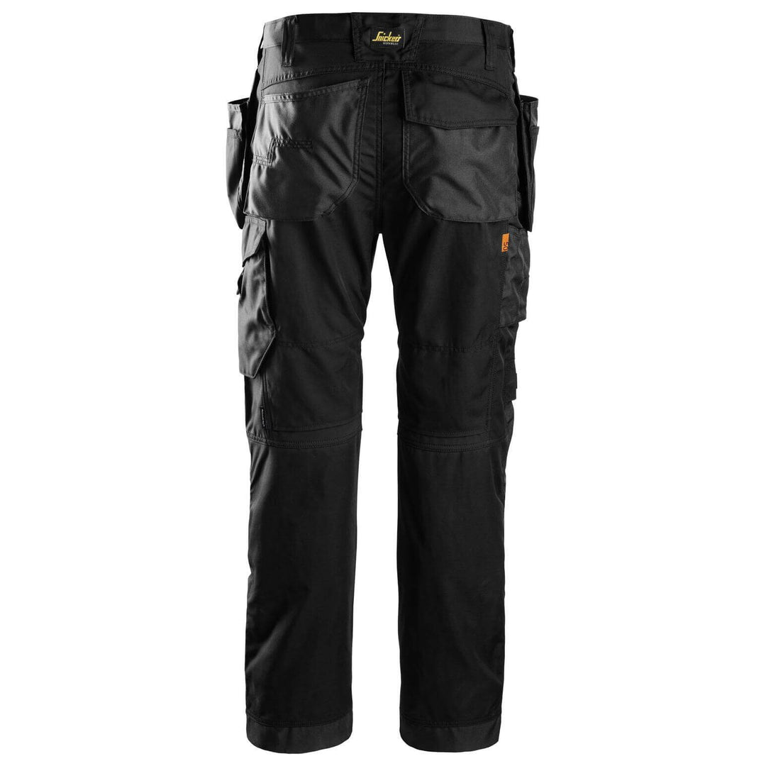 Snickers 6201 AllroundWork Work Trousers Holster Pockets Black Black back #colour_black-black