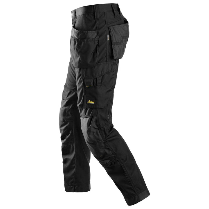 Snickers 6201 AllroundWork Work Trousers Holster Pockets Black Black left #colour_black-black