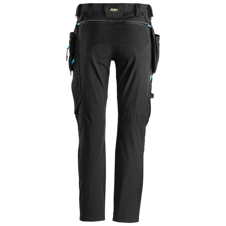 Snickers 6208 LiteWork Lightweight Slim Fit Trousers with Detachable Holster Pockets Black Black back #colour_black-black