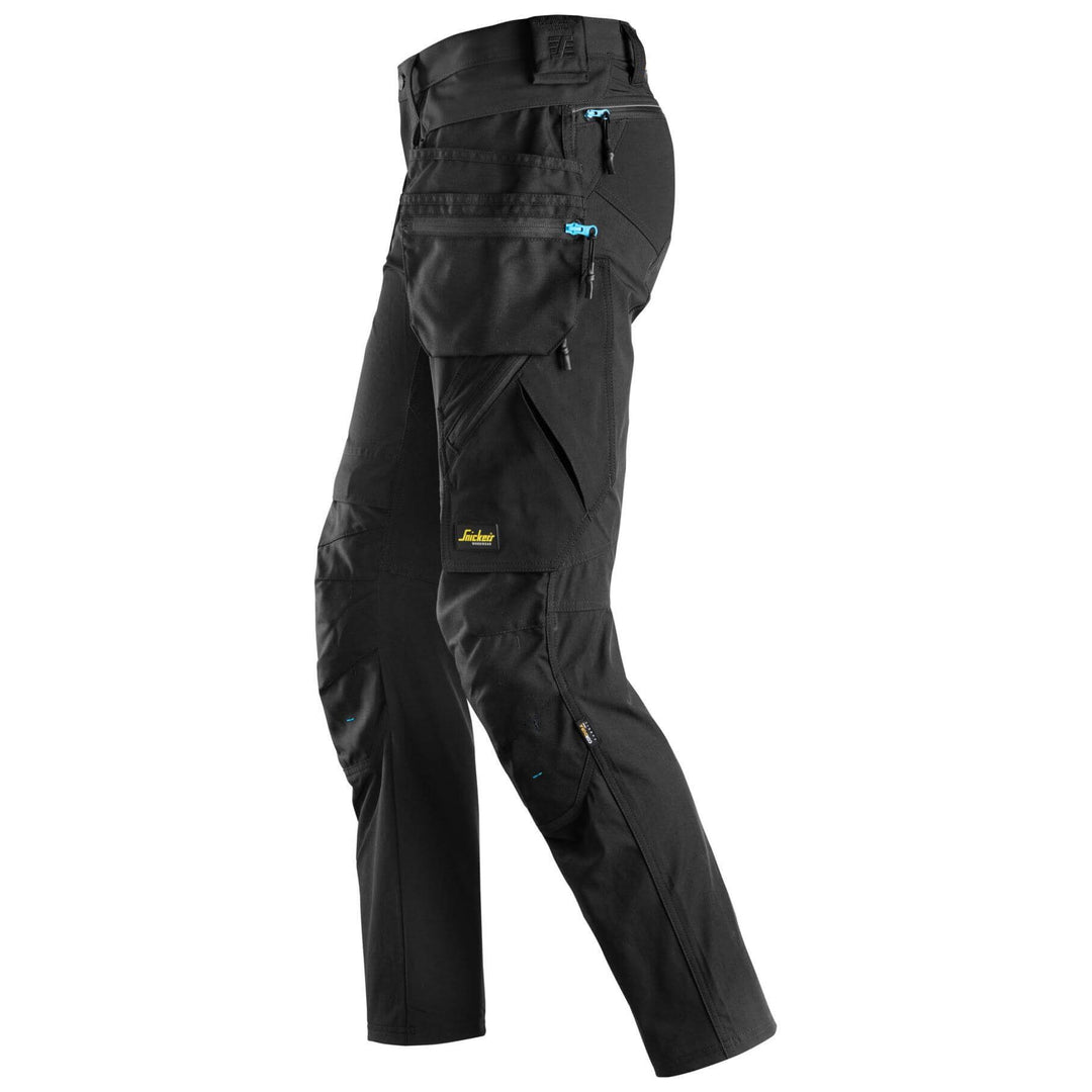 Snickers 6208 LiteWork Lightweight Slim Fit Trousers with Detachable Holster Pockets Black Black left #colour_black-black