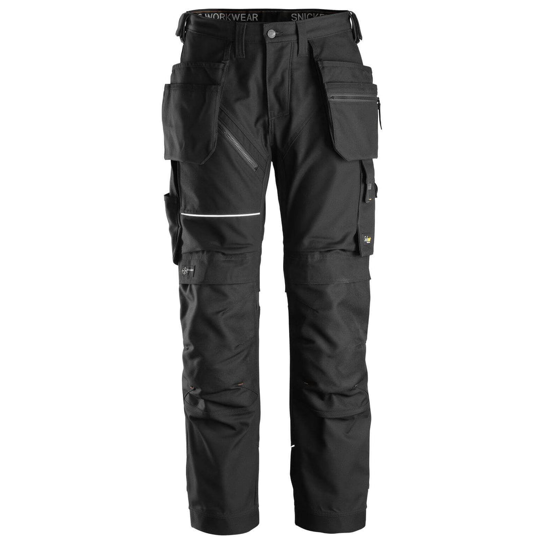 Snickers 6214 RuffWork Canvas+ Hard Wearing Work Trousers with Holster Pockets Black Black Main #colour_black-black