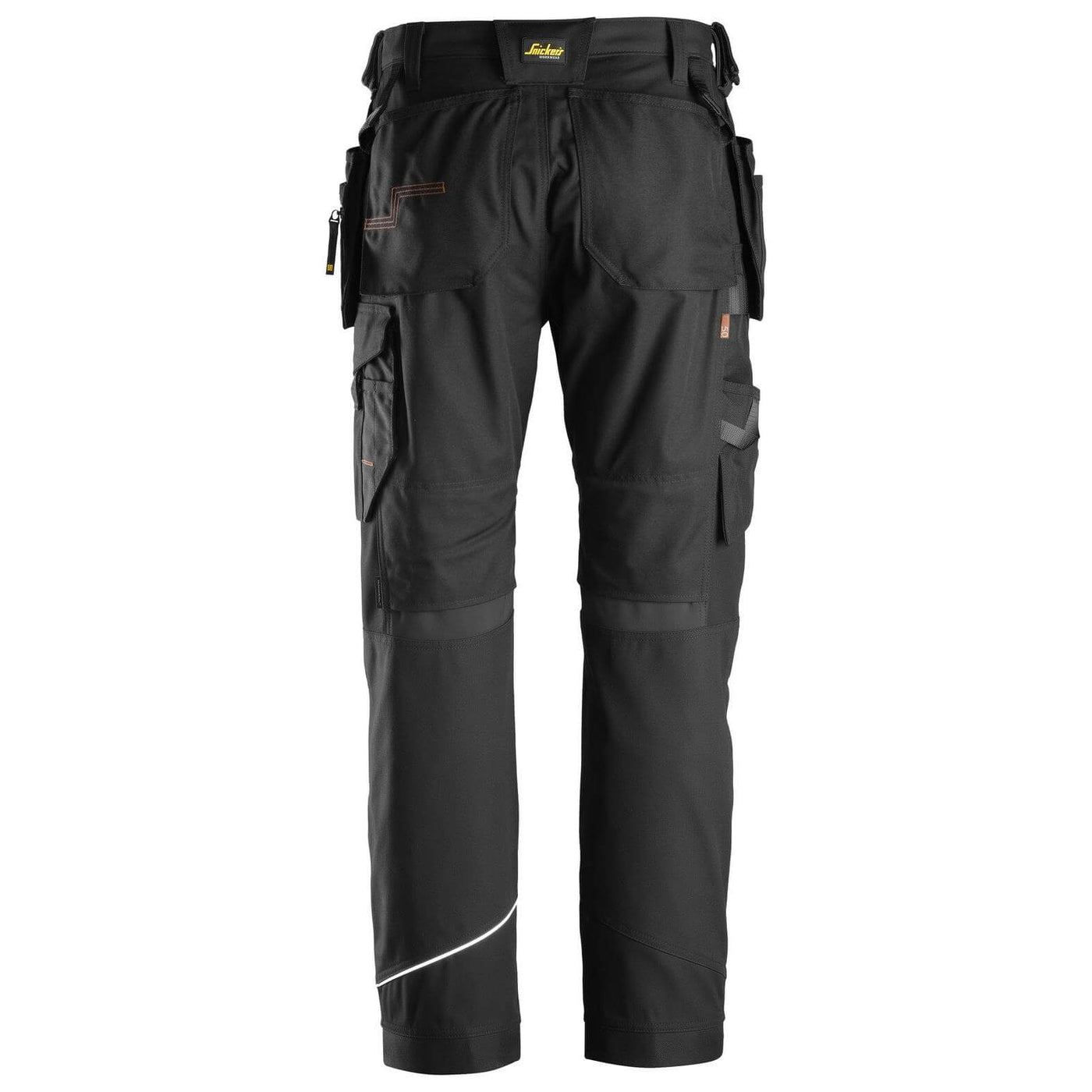 Snickers 6214 RuffWork Canvas+ Hard Wearing Work Trousers with Holster Pockets Black Black back #colour_black-black