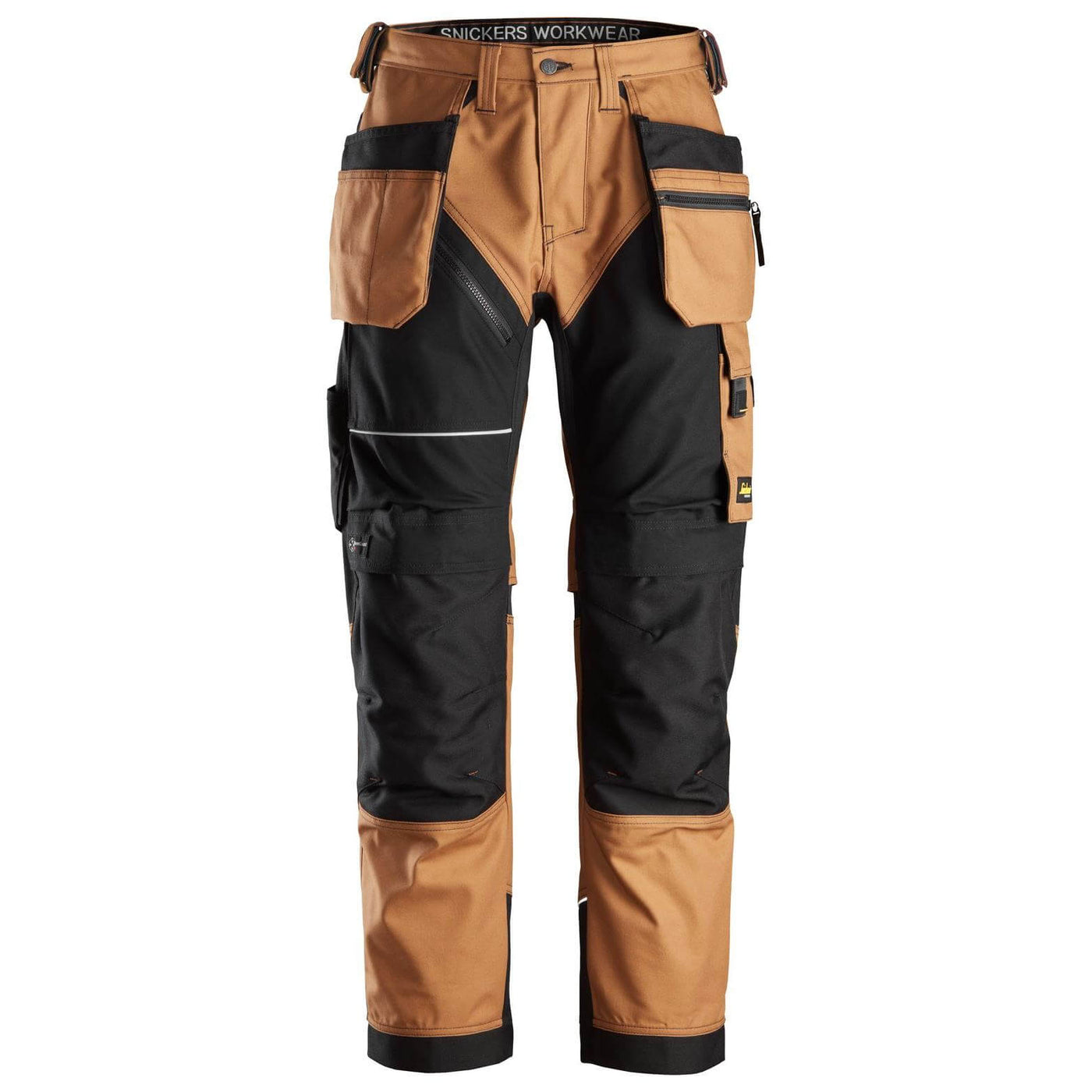 Snickers 6214 RuffWork Canvas+ Hard Wearing Work Trousers with Holster Pockets Brown Black Main #colour_brown-black