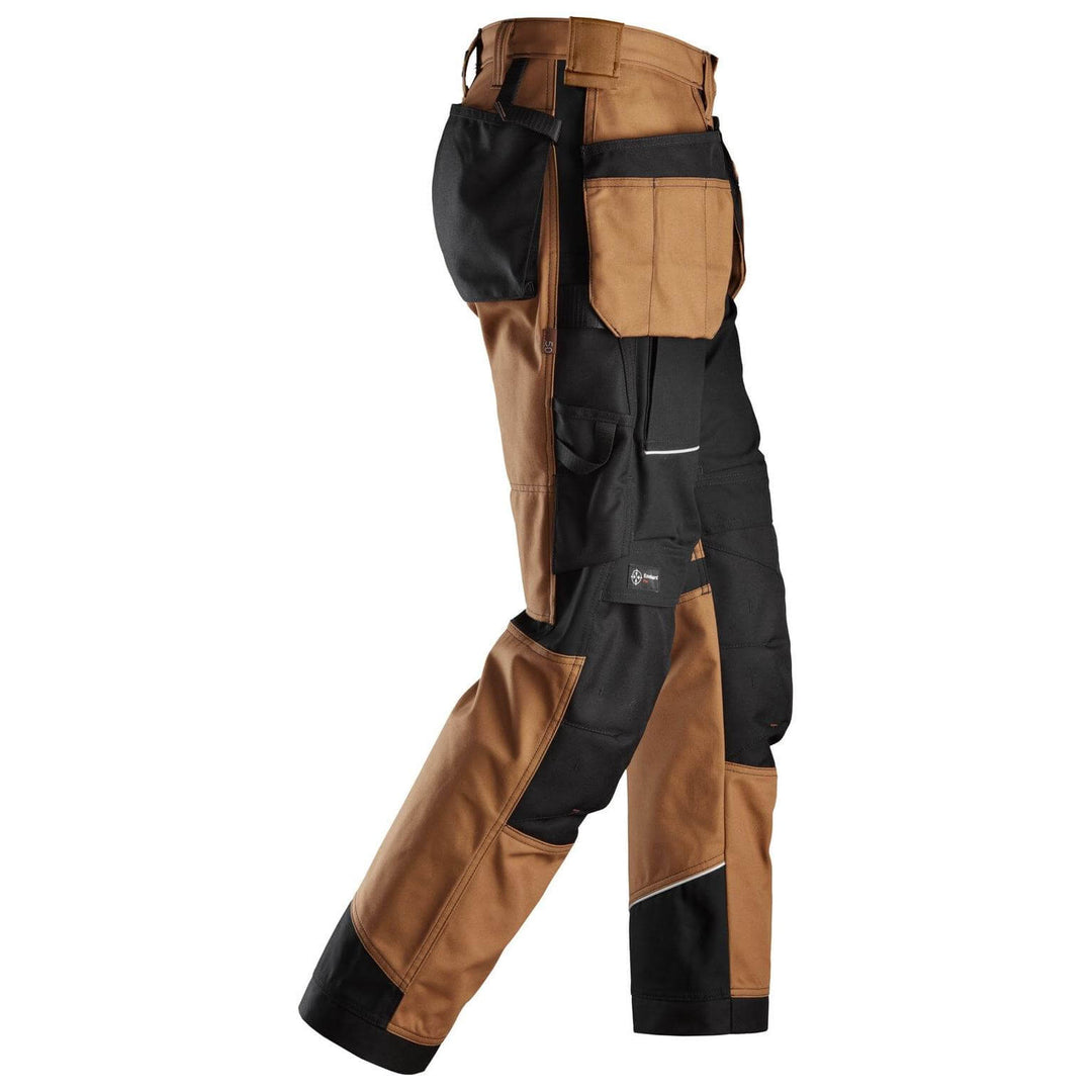 Snickers 6214 RuffWork Canvas+ Hard Wearing Work Trousers with Holster Pockets Brown Black right #colour_brown-black