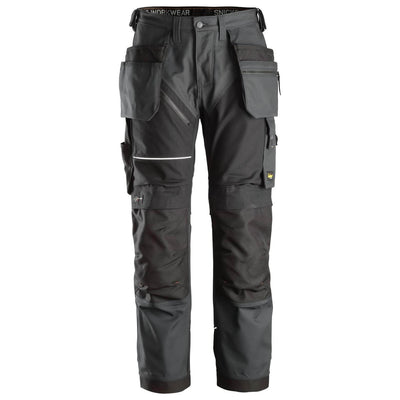 Snickers 6214 RuffWork Canvas+ Hard Wearing Work Trousers with Holster Pockets Steel Grey Black Main #colour_steel-grey-black