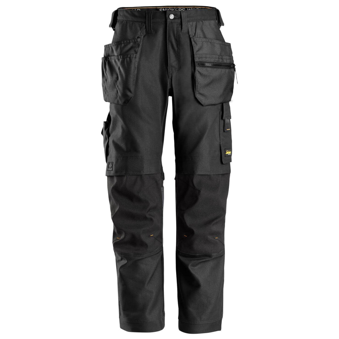 Snickers 6224 AllroundWork Canvas+ Stretch Work Trousers with Holster Pockets Black Black Main #colour_black-black