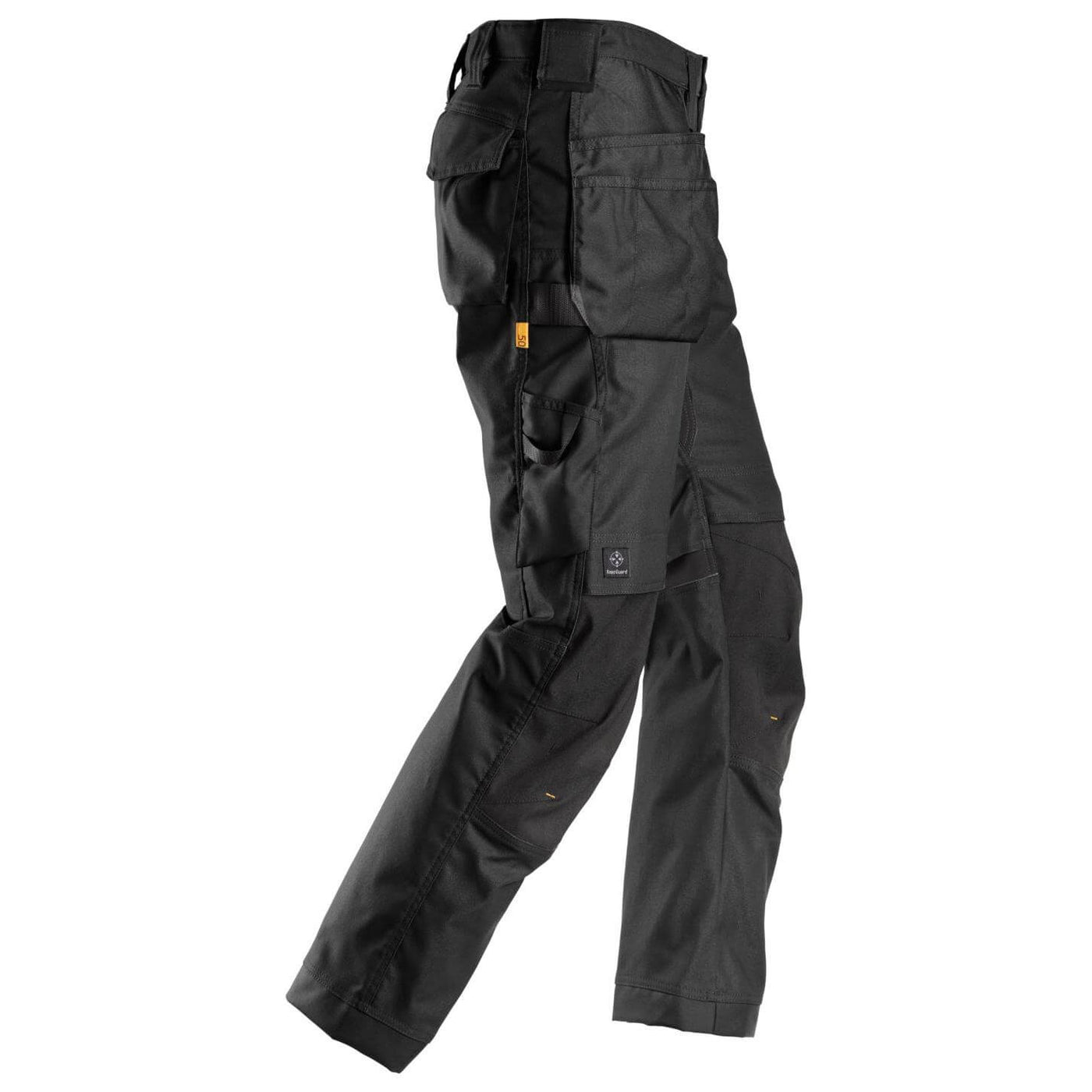 Snickers 6224 AllroundWork Canvas+ Stretch Work Trousers with Holster Pockets Black Black right #colour_black-black