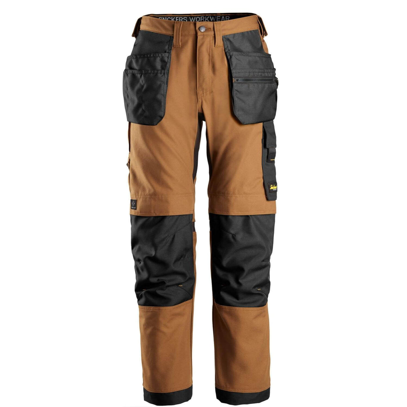 Snickers 6224 AllroundWork Canvas+ Stretch Work Trousers with Holster Pockets Brown Black Main #colour_brown-black