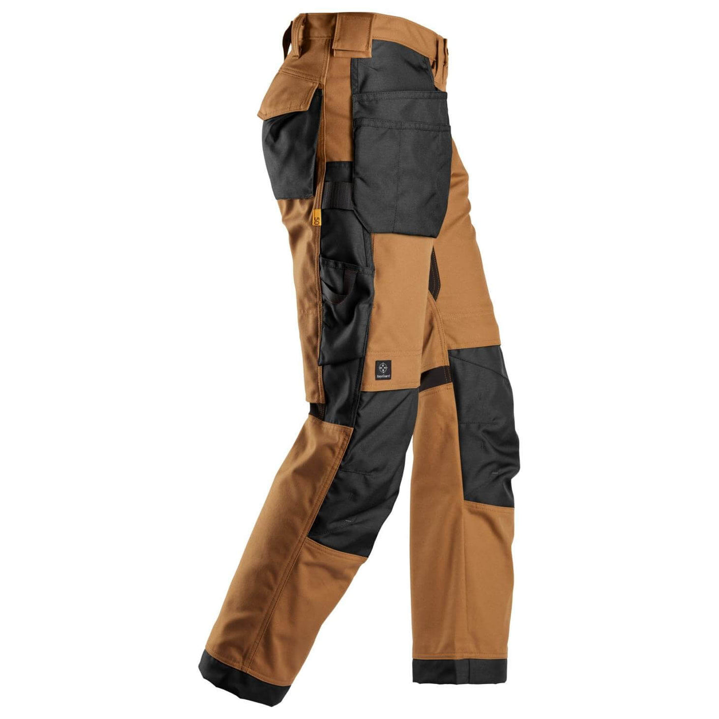 Snickers 6224 AllroundWork Canvas+ Stretch Work Trousers with Holster Pockets Brown Black right #colour_brown-black