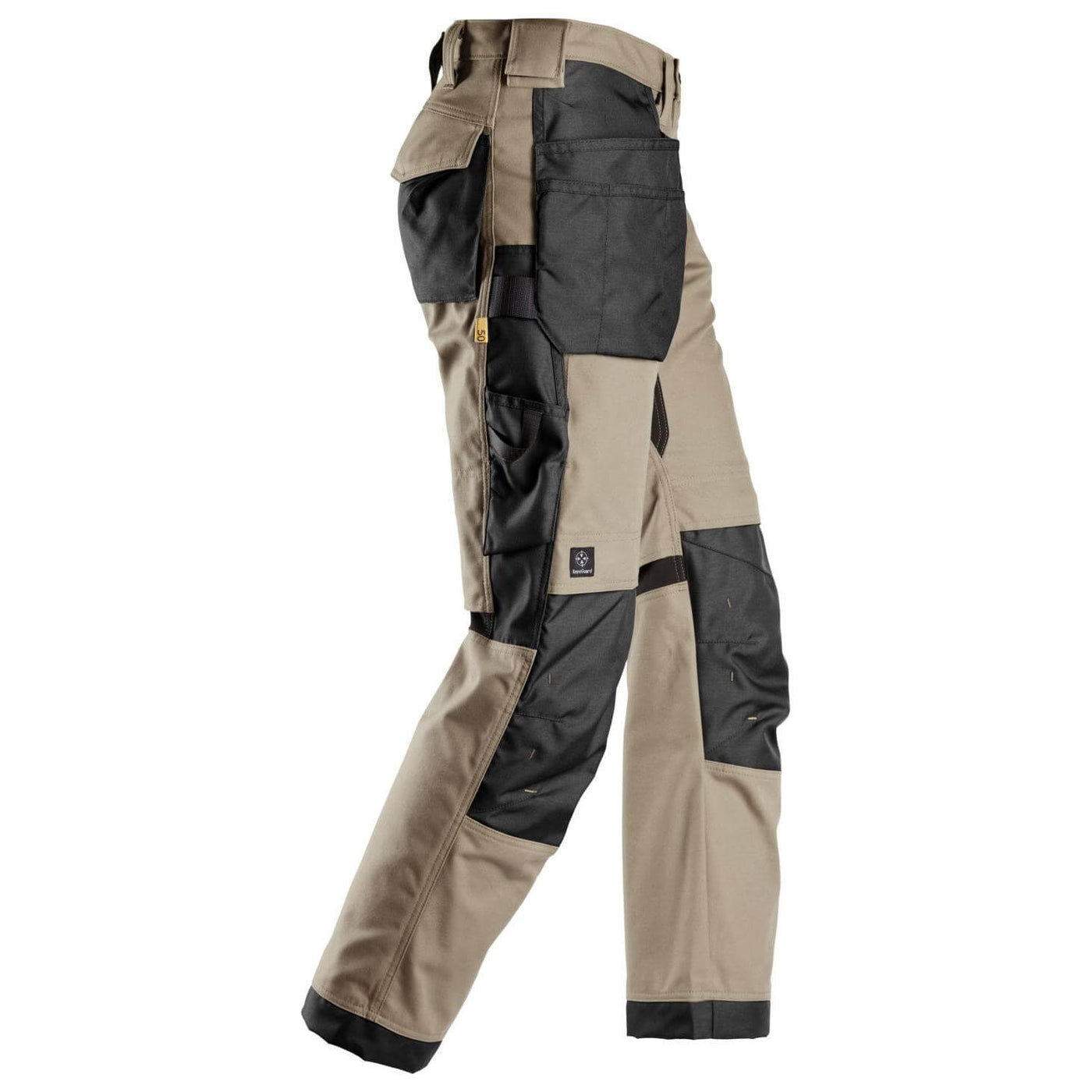 Snickers 6224 AllroundWork Canvas+ Stretch Work Trousers with Holster Pockets Khaki Black right #colour_khaki-black