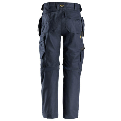 Snickers 6224 AllroundWork Canvas+ Stretch Work Trousers with Holster Pockets Navy Navy back #colour_navy-navy