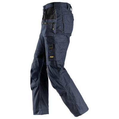 Snickers 6224 AllroundWork Canvas+ Stretch Work Trousers with Holster Pockets Navy Navy left #colour_navy-navy