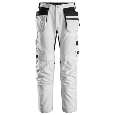 Snickers 6224 AllroundWork Canvas+ Stretch Work Trousers with Holster Pockets White 3925728 #colour_white