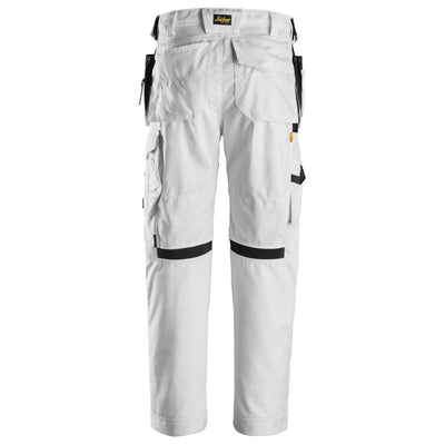 Snickers 6224 AllroundWork Canvas+ Stretch Work Trousers with Holster Pockets White back3925729 #colour_white