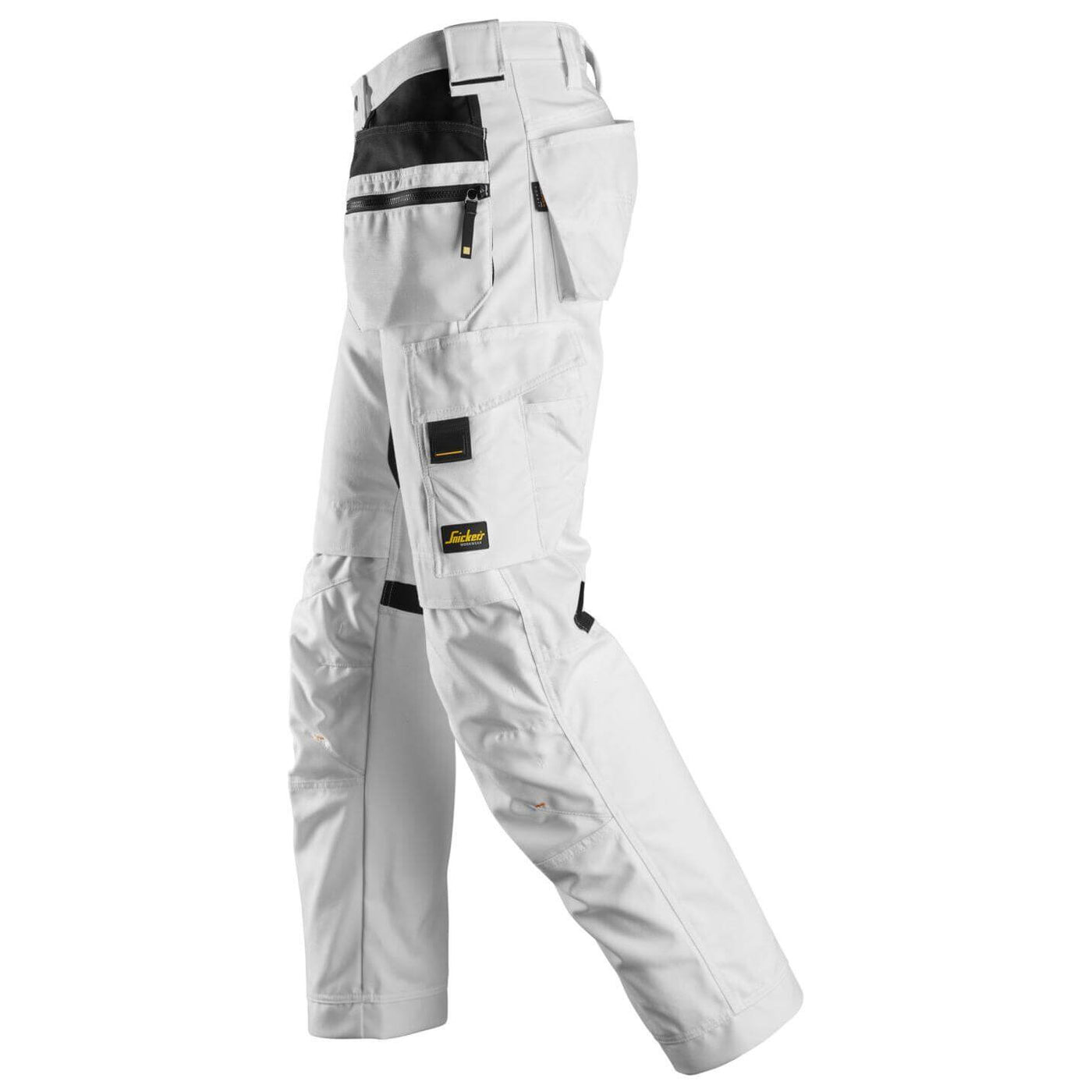 Snickers 6224 AllroundWork Canvas+ Stretch Work Trousers with Holster Pockets White left3925730 #colour_white
