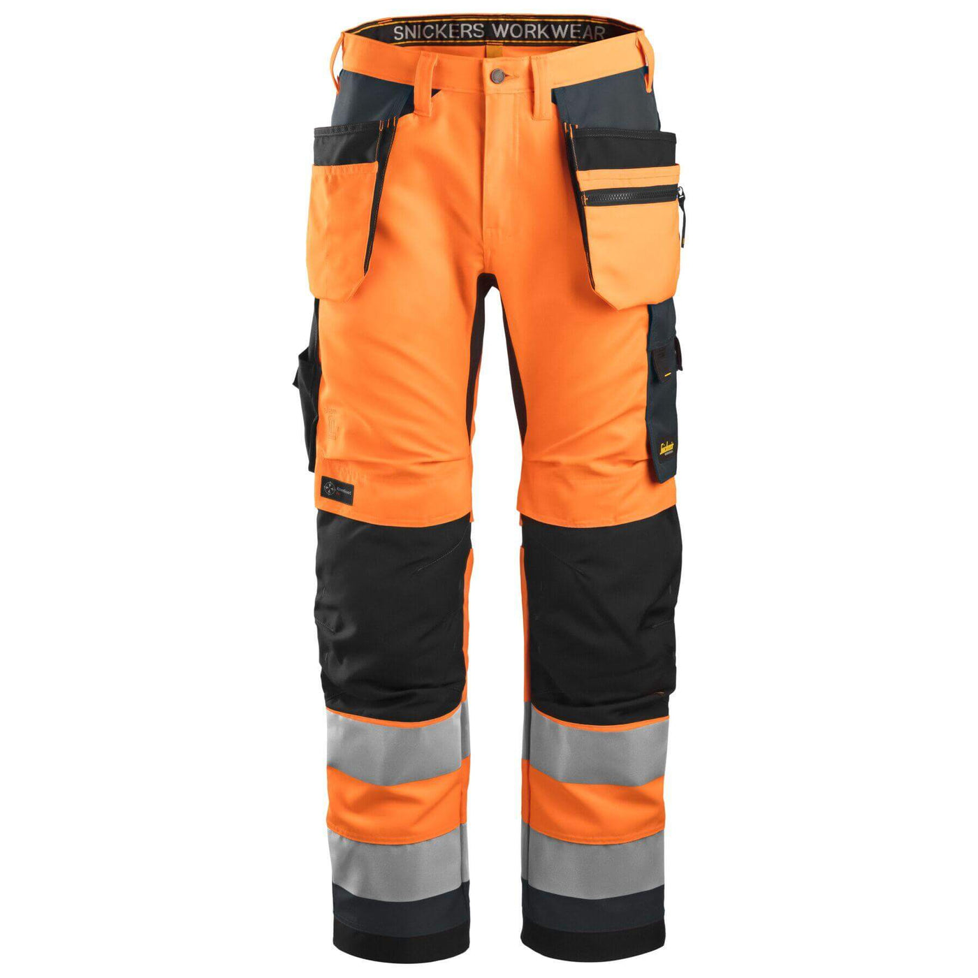 Snickers 6230 Hi Vis Work Trousers with Holster Pockets Class 2 Hi Vis Orange Steel Grey Main #colour_hi-vis-orange-steel-grey