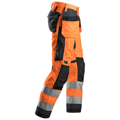 Snickers 6230 Hi Vis Work Trousers with Holster Pockets Class 2 Hi Vis Orange Steel Grey right #colour_hi-vis-orange-steel-grey