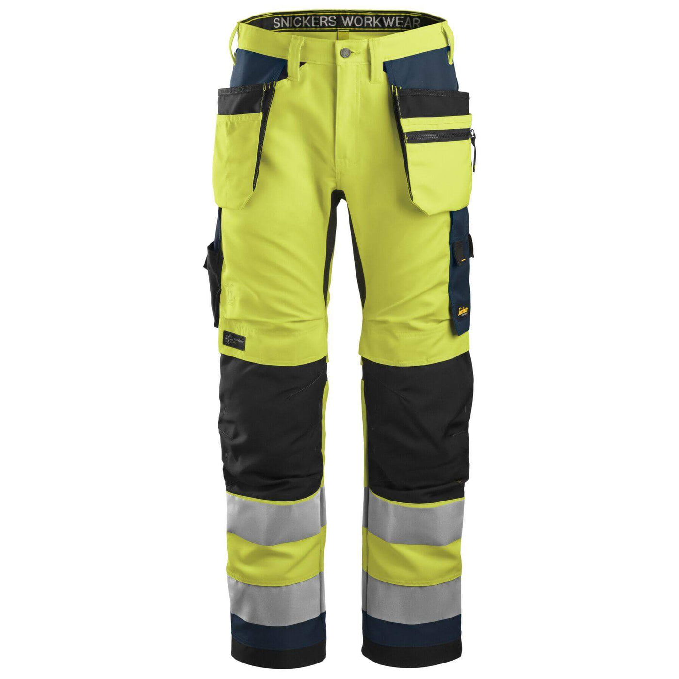 Snickers 6230 Hi Vis Work Trousers with Holster Pockets Class 2 Hi Vis Yellow Navy Blue Main #colour_hi-vis-yellow-navy-blue