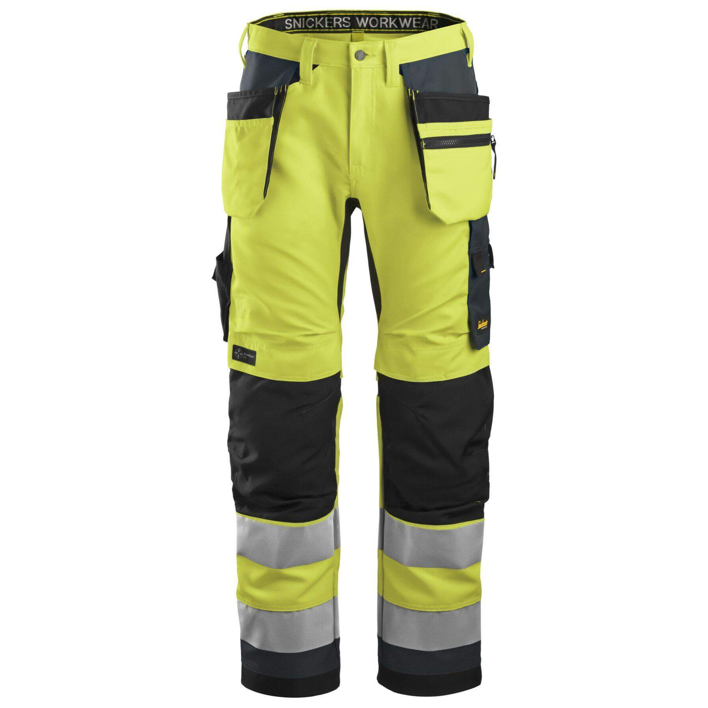 Snickers 6230 Hi Vis Work Trousers with Holster Pockets Class 2 Hi Vis Yellow Steel Grey Main #colour_hi-vis-yellow-steel-grey