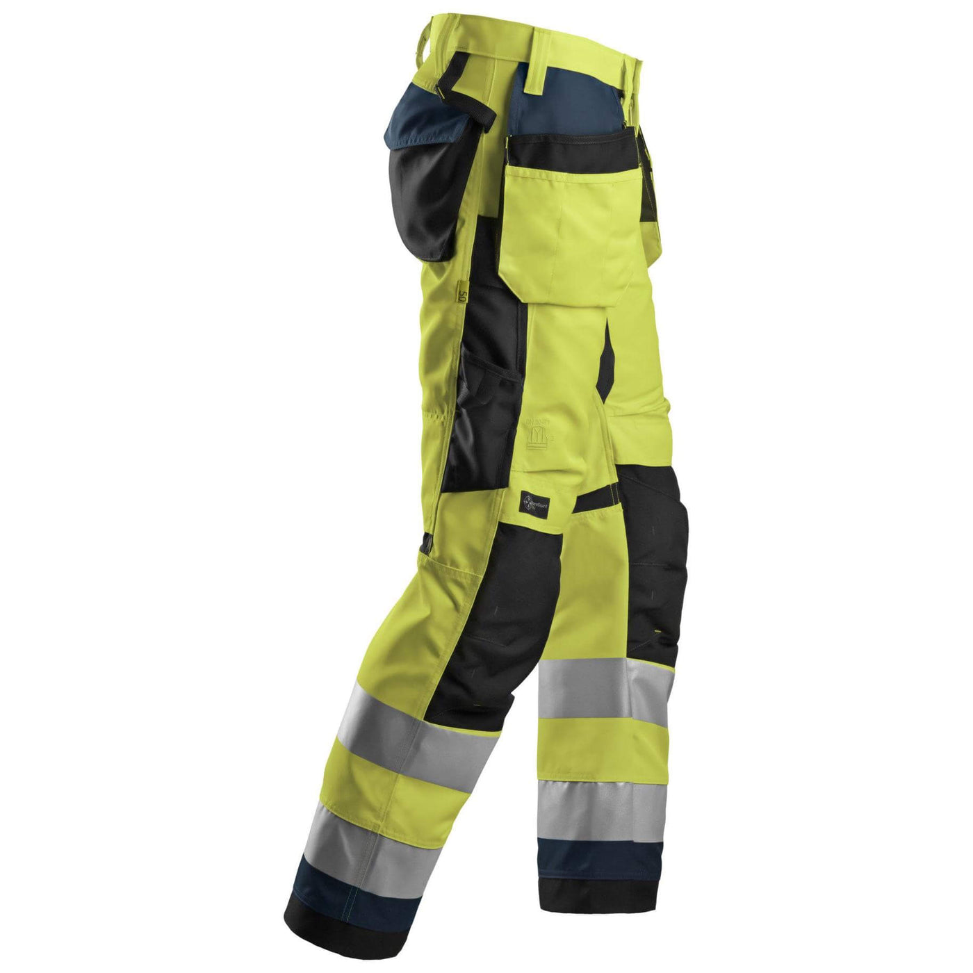Snickers 6230 Hi Vis Work Trousers with Holster Pockets Class 2 Hi Vis Yellow Steel Grey right3268389 #colour_hi-vis-yellow-steel-grey