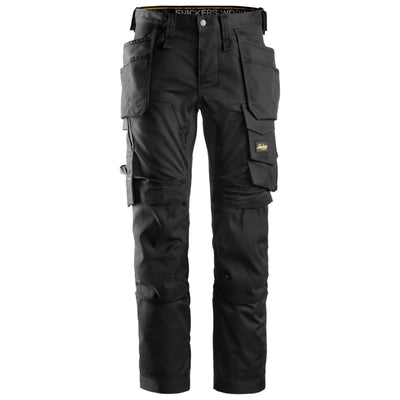 Snickers 6241 AllroundWork Slim Fit Stretch Trousers with Holster Pockets Black Black Main #colour_black-black