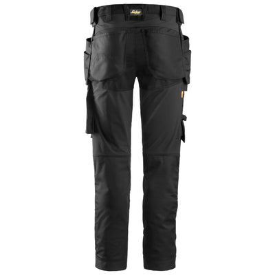 Snickers 6241 AllroundWork Slim Fit Stretch Trousers with Holster Pockets Black Black back #colour_black-black