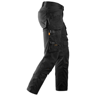 Snickers 6241 AllroundWork Slim Fit Stretch Trousers with Holster Pockets Black Black right #colour_black-black