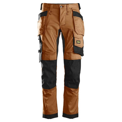 Snickers 6241 AllroundWork Slim Fit Stretch Trousers with Holster Pockets Brown Black Main #colour_brown-black