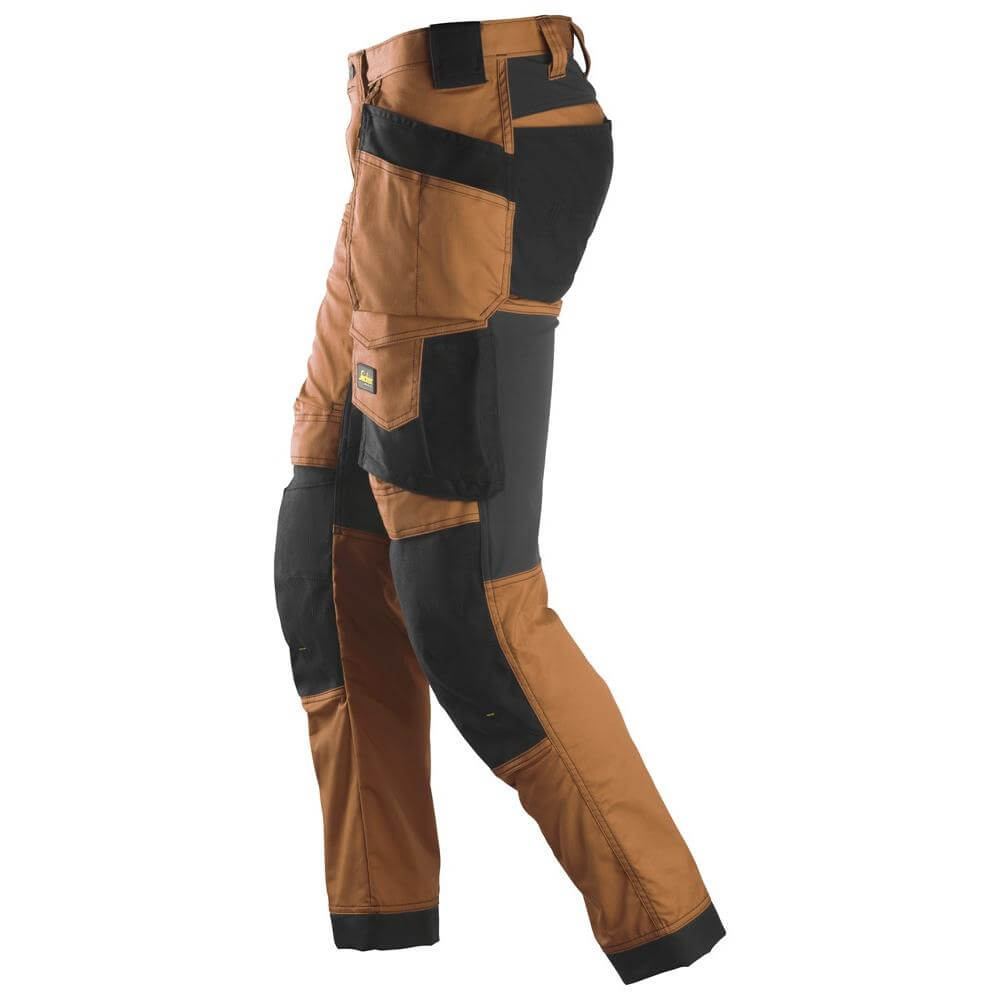 Snickers 6241 AllroundWork Slim Fit Stretch Trousers with Holster Pockets Brown Black left #colour_brown-black