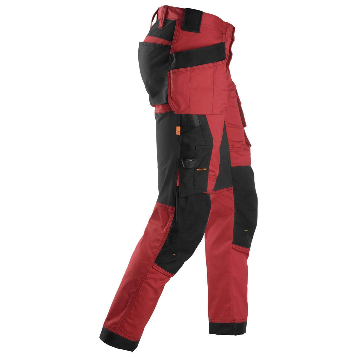 Snickers 6241 AllroundWork Slim Fit Stretch Trousers with Holster Pockets Chili Red Black right #colour_chili-red-black