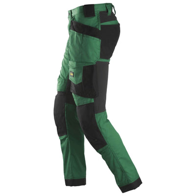 Snickers 6241 AllroundWork Slim Fit Stretch Trousers with Holster Pockets Forest Green Black left #colour_forest-green-black