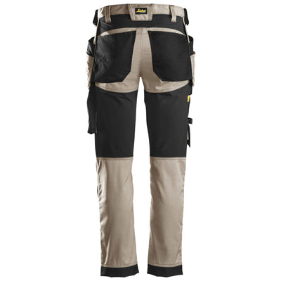 Snickers 6241 AllroundWork Slim Fit Stretch Trousers with Holster Pockets Khaki Black back #colour_khaki-black
