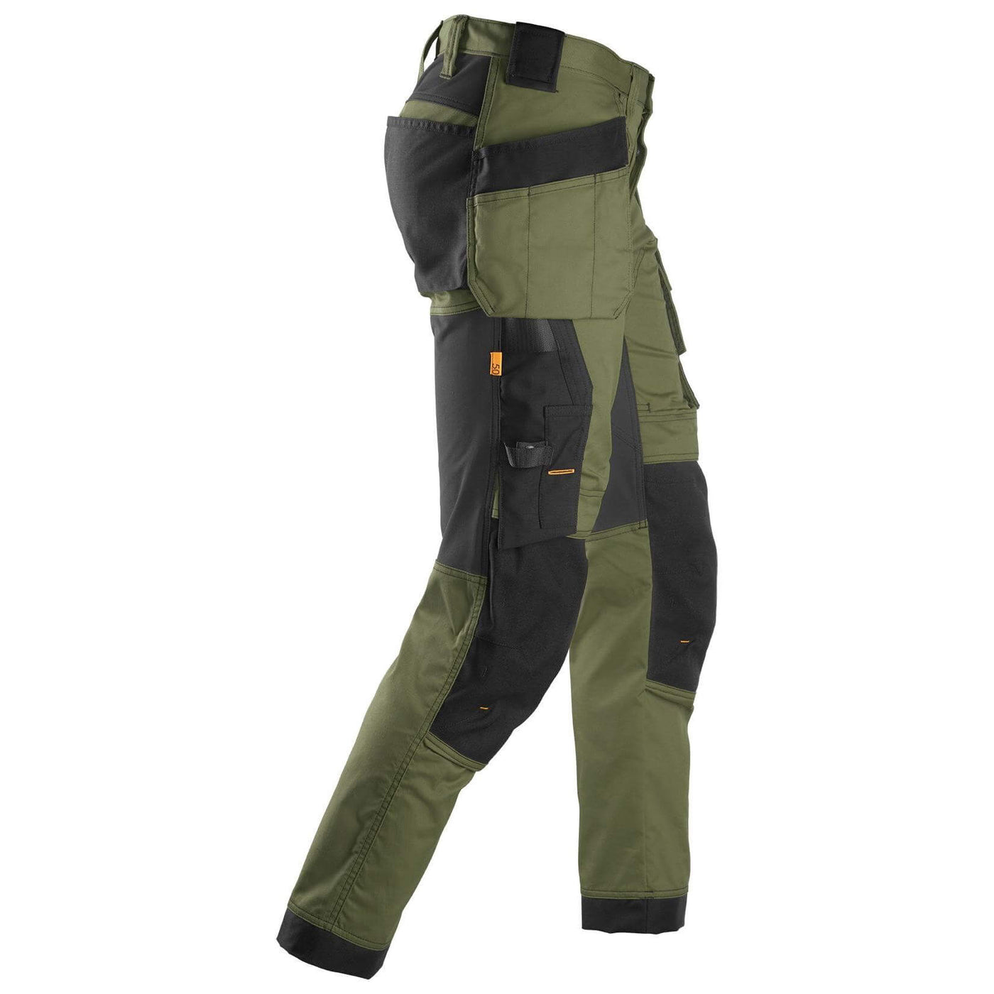 Snickers 6241 AllroundWork Slim Fit Stretch Trousers with Holster Pockets Khaki Green Black right #colour_khaki-green-black