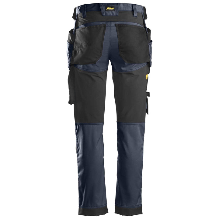 Snickers 6241 AllroundWork Slim Fit Stretch Trousers with Holster Pockets Navy Black back 