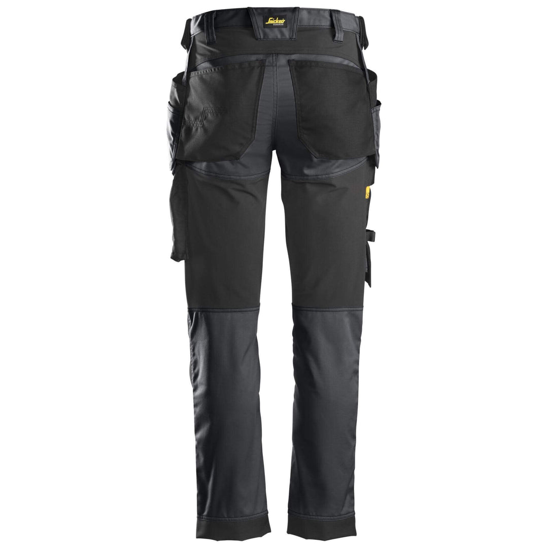 Snickers 6241 AllroundWork Slim Fit Stretch Trousers with Holster Pockets Steel Grey Black back 