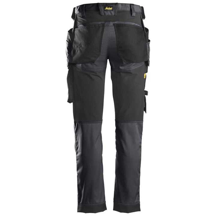 Snickers 6241 AllroundWork Slim Fit Stretch Trousers with Holster Pockets Steel Grey Black back 