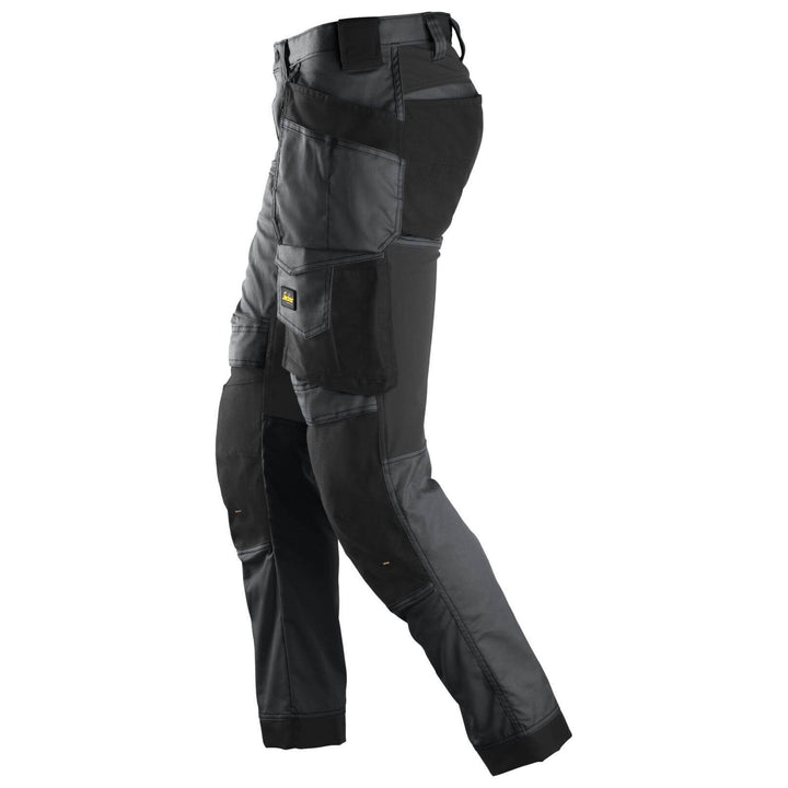 Snickers 6241 AllroundWork Slim Fit Stretch Trousers with Holster Pockets Steel Grey Black left 