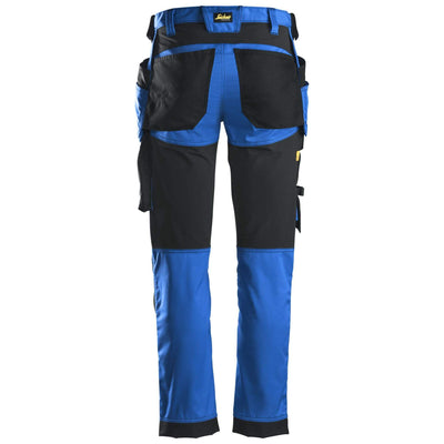 Snickers 6241 AllroundWork Slim Fit Stretch Trousers with Holster Pockets True Blue Black back #colour_true-blue-black