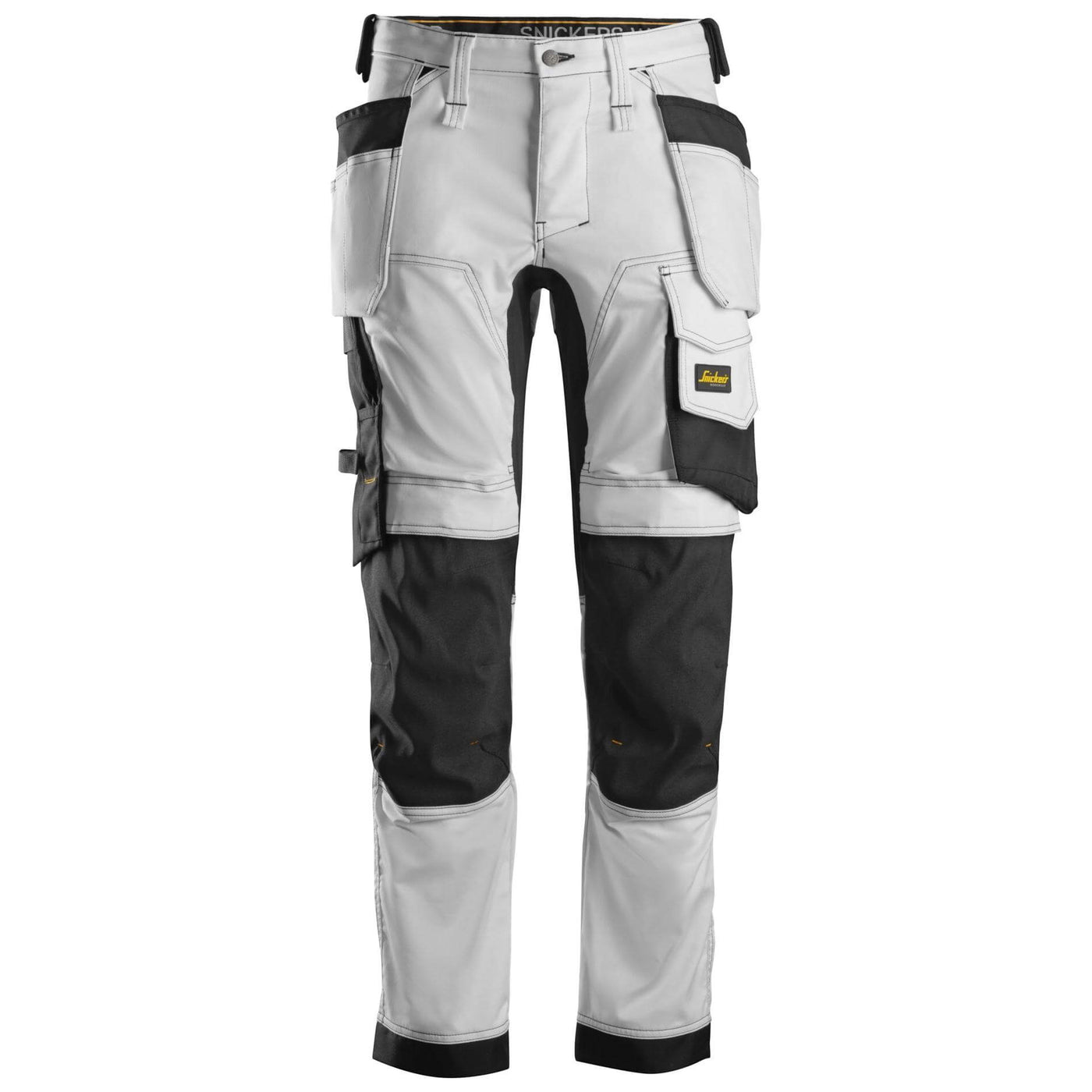 Snickers 6241 AllroundWork Slim Fit Stretch Trousers with Holster Pockets White Black Main #colour_white-black