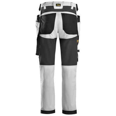 Snickers 6241 AllroundWork Slim Fit Stretch Trousers with Holster Pockets White Black back #colour_white-black