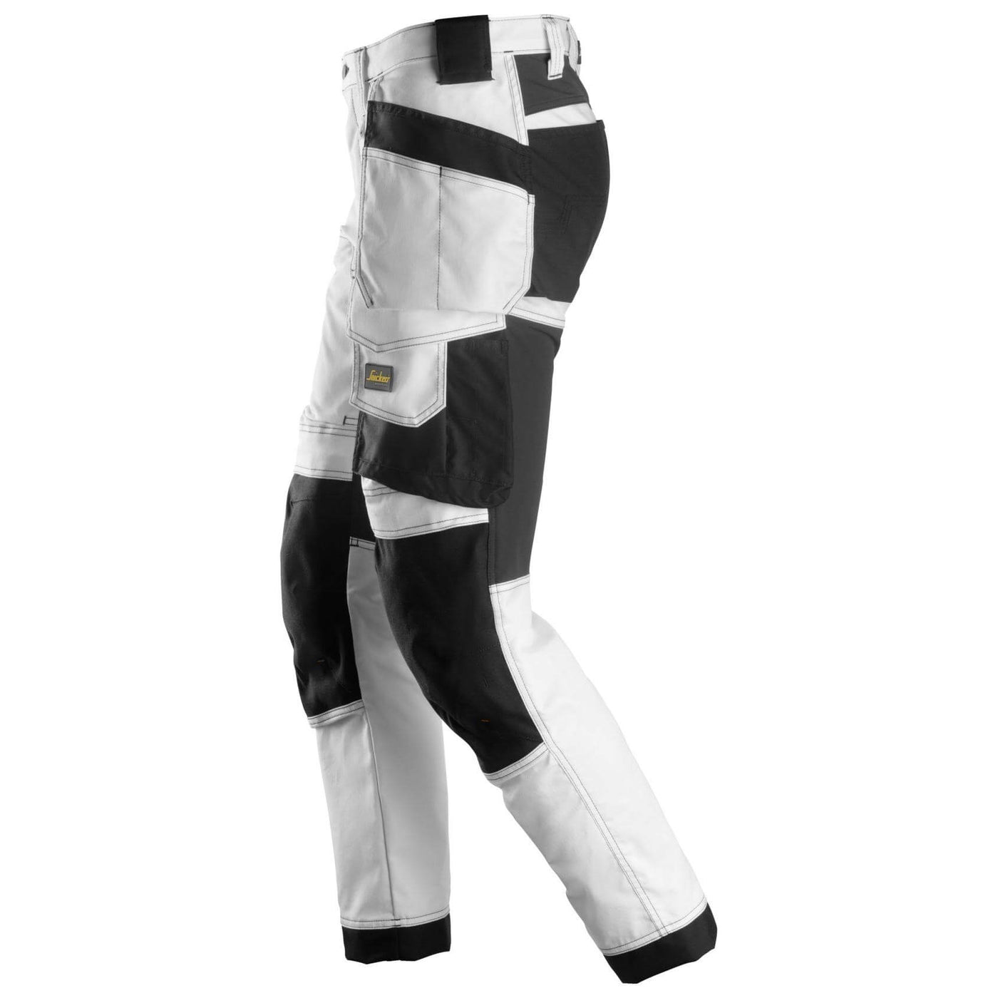 Snickers 6241 AllroundWork Slim Fit Stretch Trousers with Holster Pockets White Black left #colour_white-black
