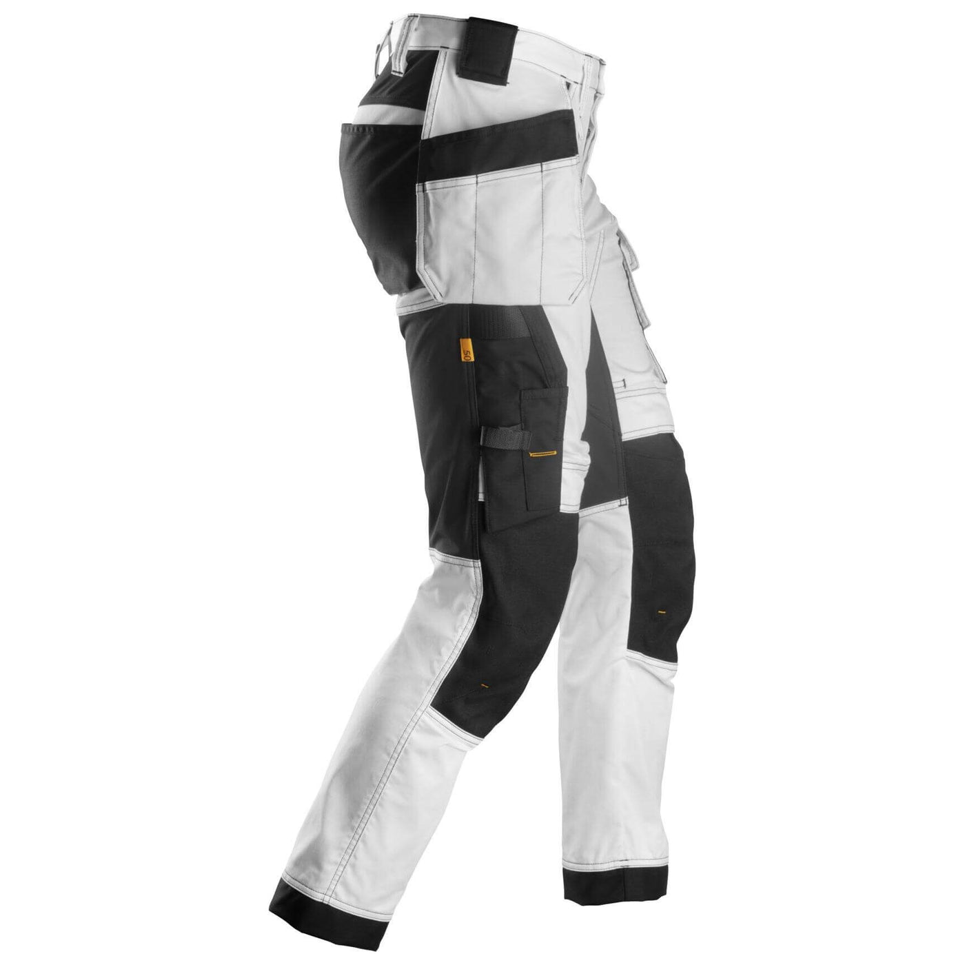 Snickers 6241 AllroundWork Slim Fit Stretch Trousers with Holster Pockets White Black right #colour_white-black
