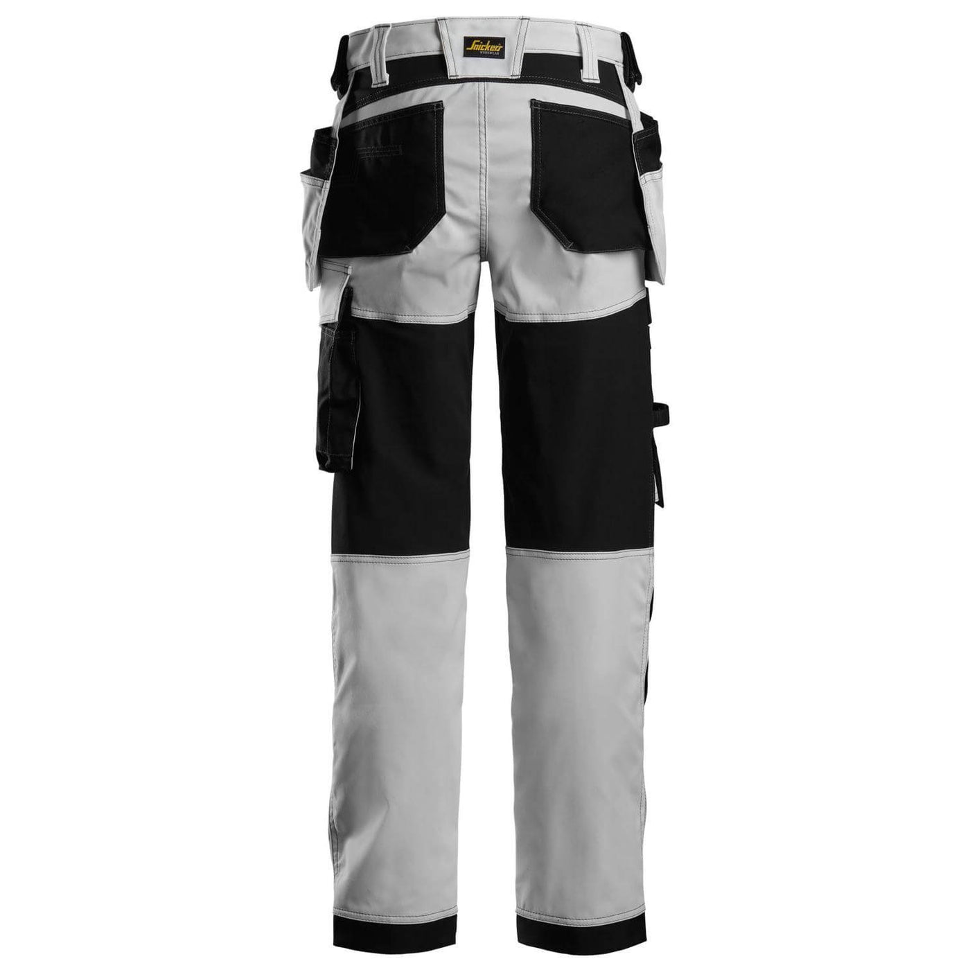 Snickers 6247 AllroundWork Womens Slim Fit Stretch Trousers with Holster Pockets White Black back #colour_white-black