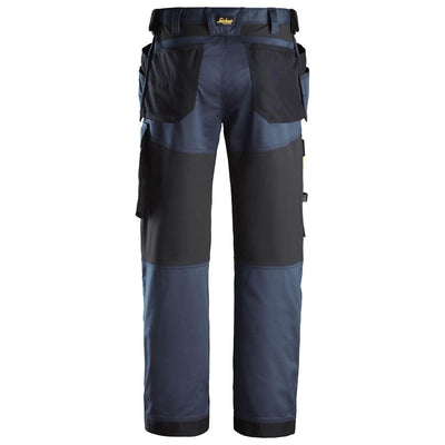 Snickers 6251 AllroundWork Stretch Loose fit Work Trousers with Holster Pockets Navy Black back #colour_navy-black