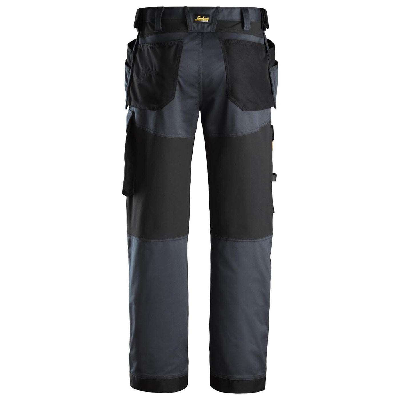 Snickers 6251 AllroundWork Stretch Loose fit Work Trousers with Holster Pockets Steel Grey Black back #colour_steel-grey-black